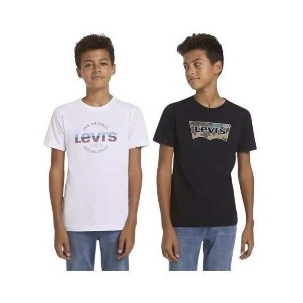 Levi's T-Shirt 2-Pack Kids Size S (8) White Black New Camo Logo Graphic Tees NWT